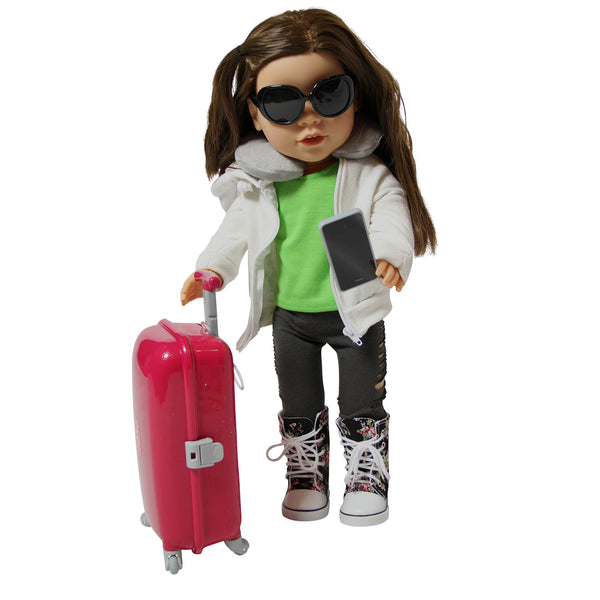 Doll Travel Suitcase Carry on Luggage, Ticket, Passport and 12 Accesso –  The New York Doll Collection